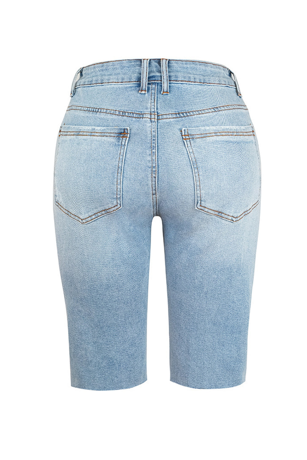 Distressed Pocketed Denim Shorts - The Boutie Shop