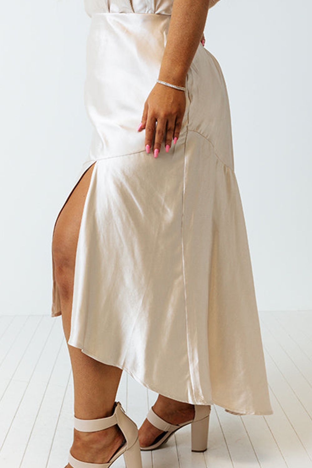 Plus Size Slit Ruffled Skirt - The Boutie Shop