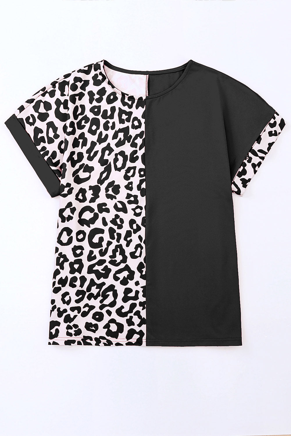 Plus Size Leopard Round Neck T-Shirt - The Boutie Shop