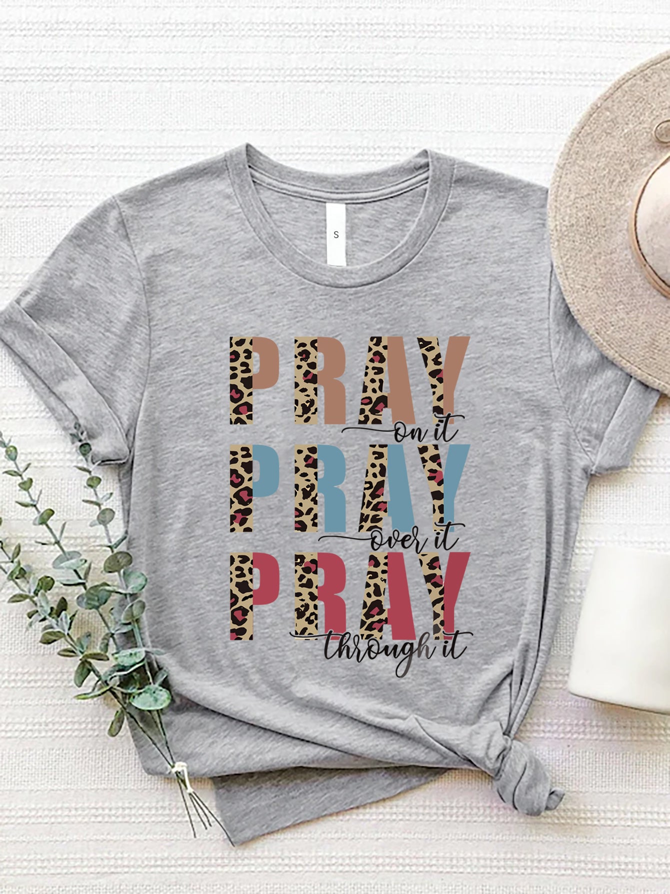 Letter Graphic Round Neck Short Sleeve T-Shirt - The Boutie Shop