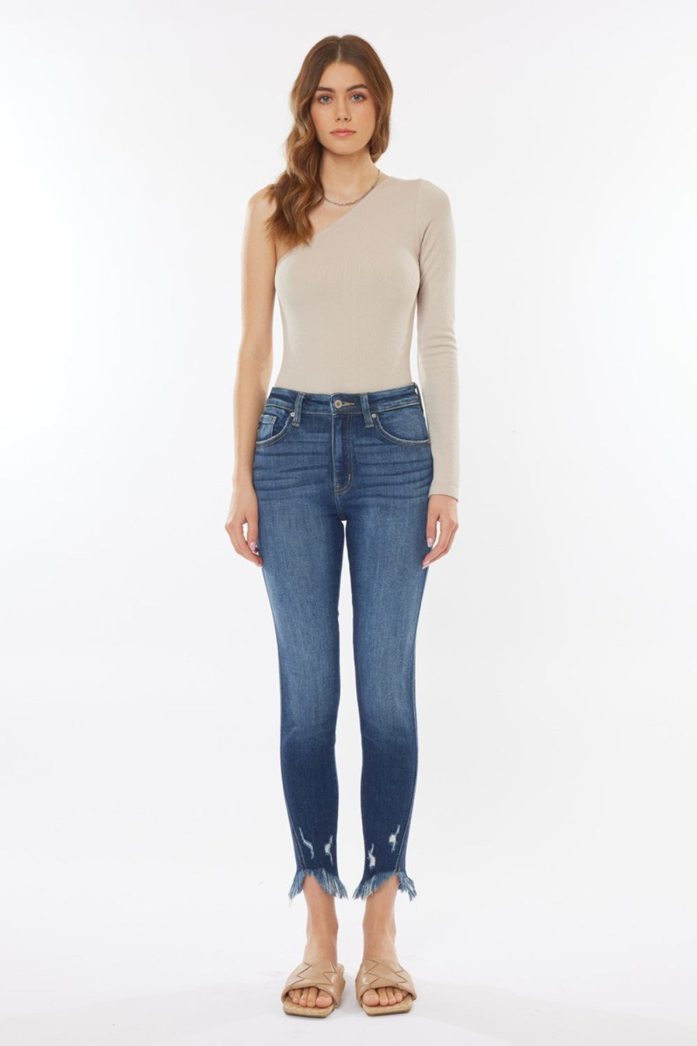 Kancan Raw Hem High Waist Cropped Jeans - The Boutie Shop