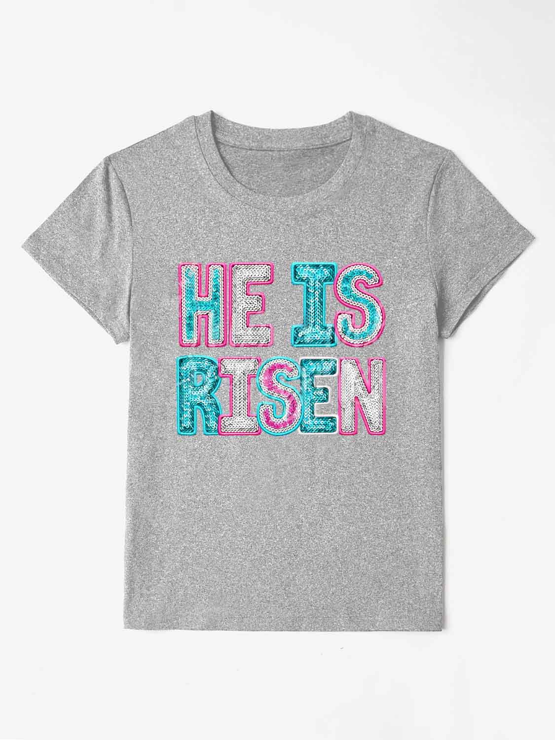 HE IS RISEN Sequin Round Neck T-Shirt - The Boutie Shop