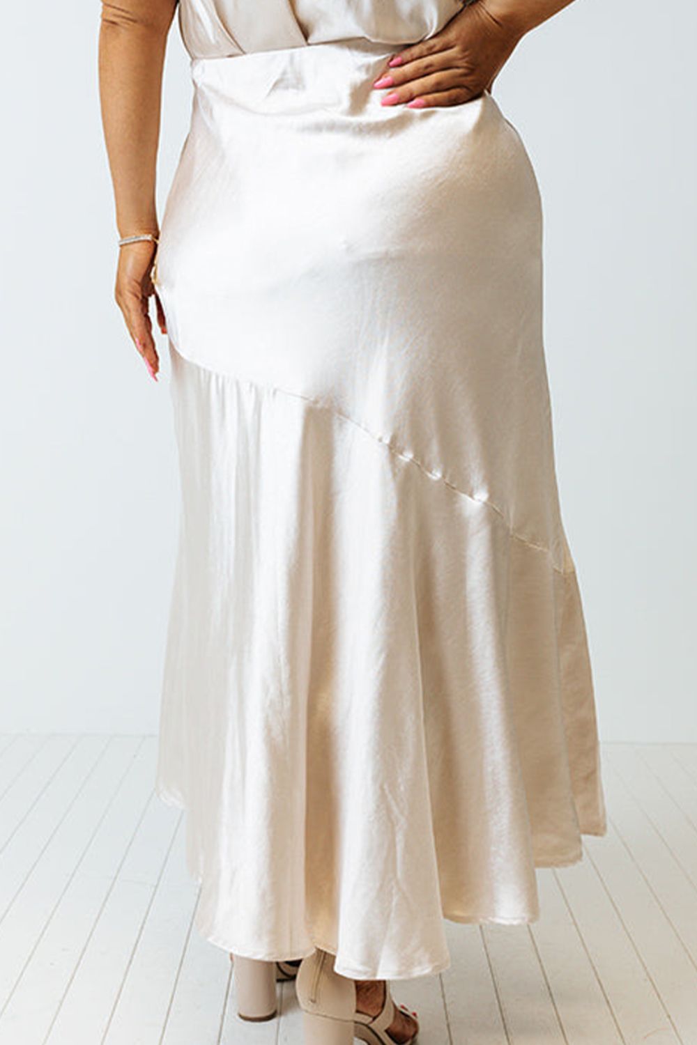 Plus Size Slit Ruffled Skirt - The Boutie Shop