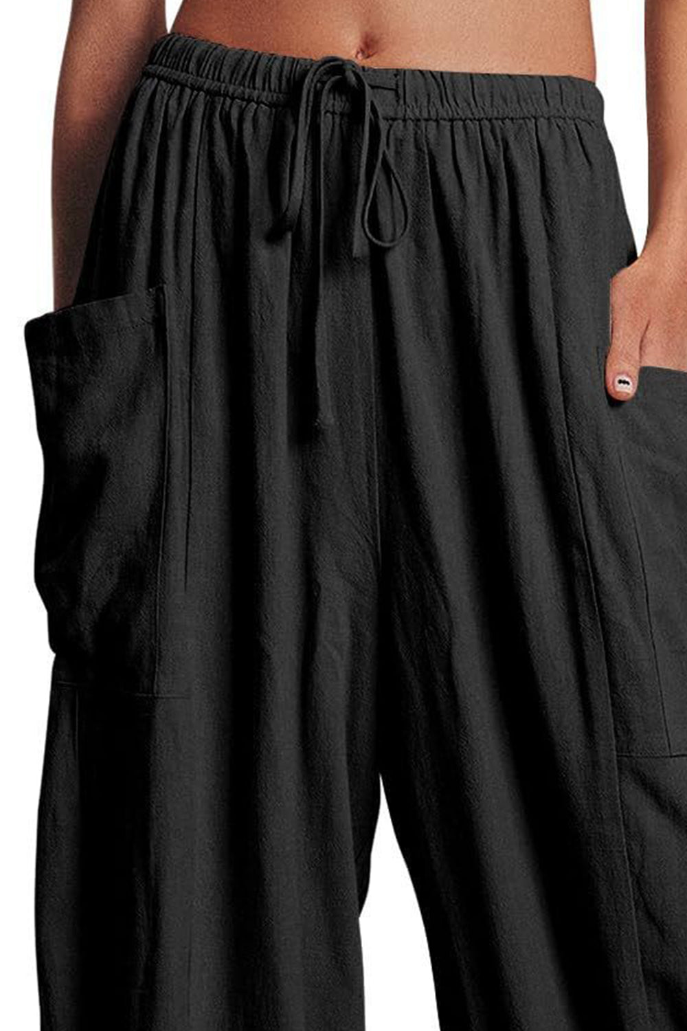 Full Size Pocketed Drawstring Wide Leg Pants - The Boutie Shop