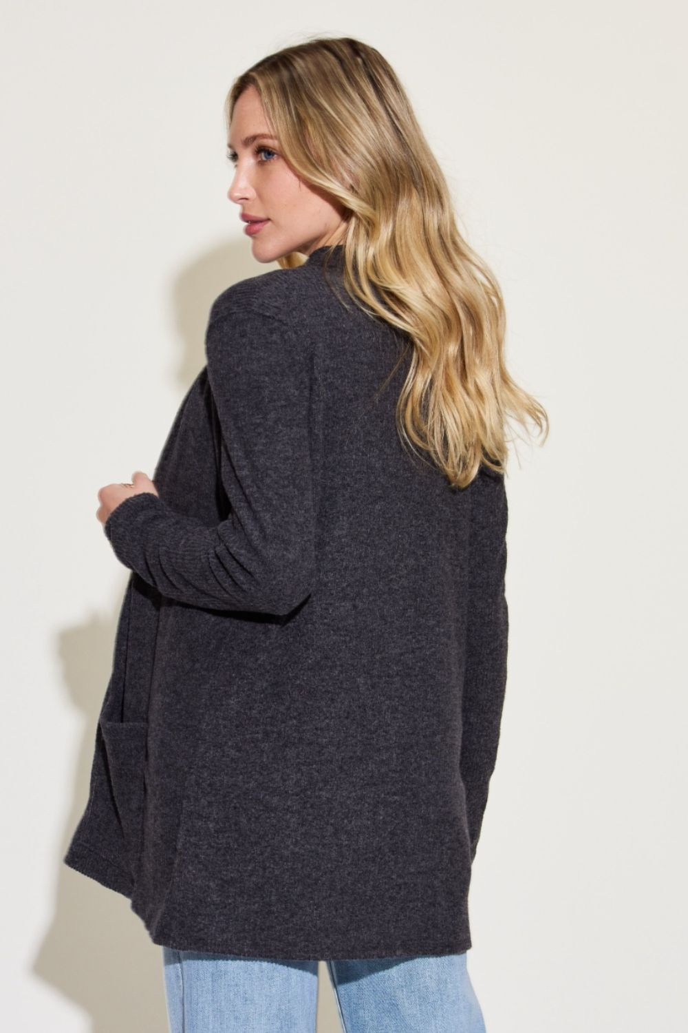 Zenana Open Front Long Sleeve Cardigan - The Boutie Shop