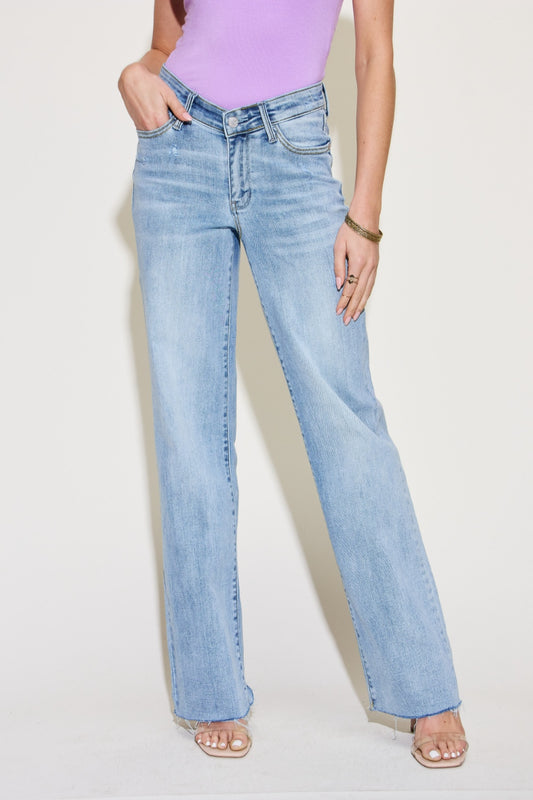 Judy Blue Full Size V Front Waistband Straight Jeans - The Boutie Shop