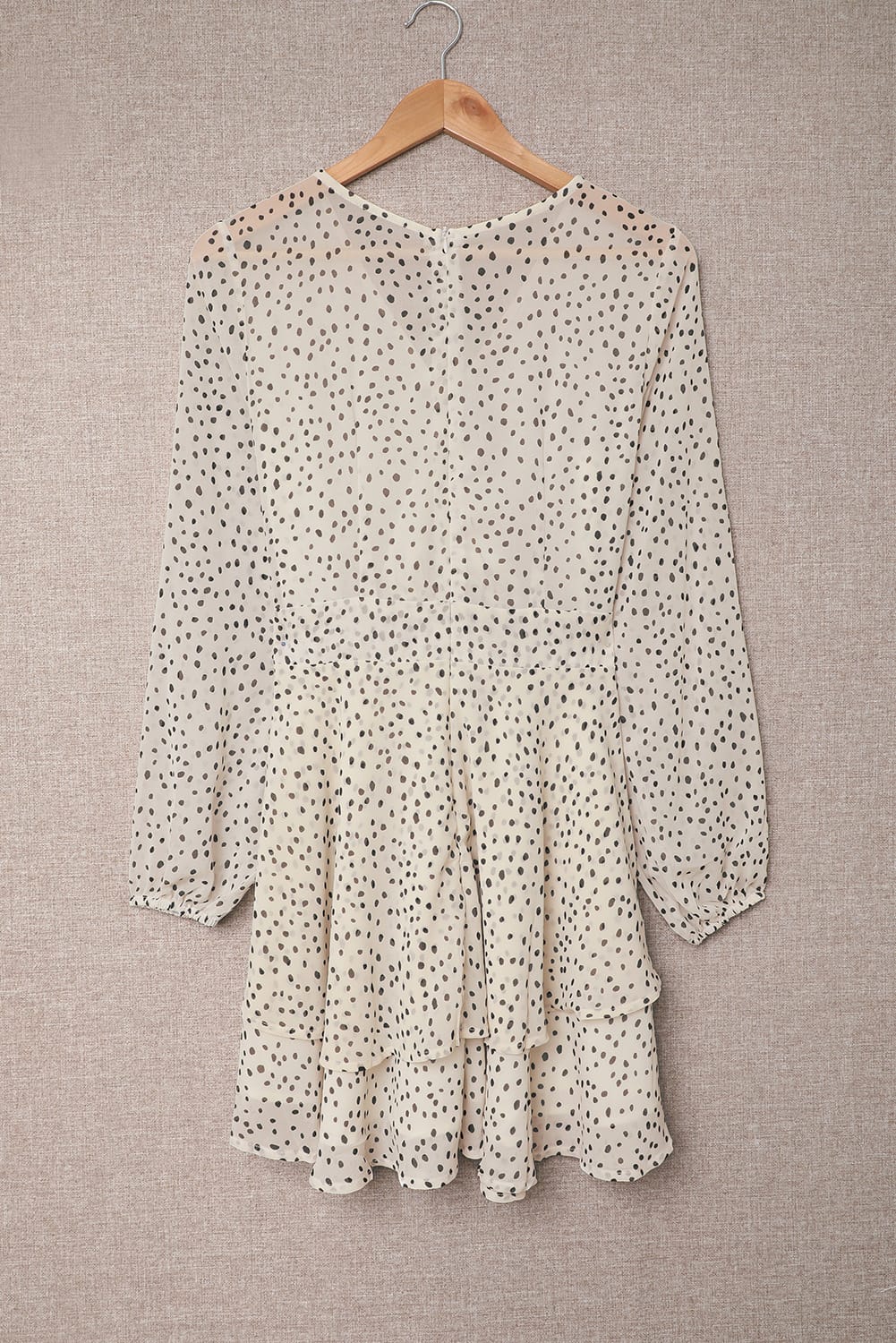 Tied Polka Dot Balloon Sleeve Layered Dress - The Boutie Shop