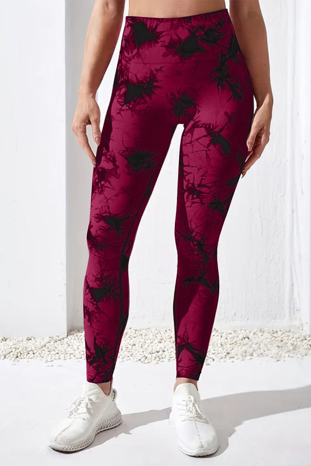 Printed High Waist Active Pants - The Boutie Shop