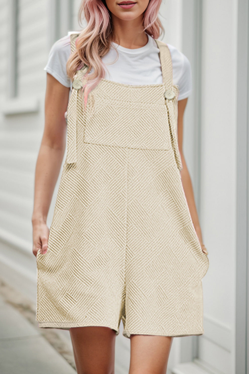 Textured Overall with Pockets - The Boutie Shop