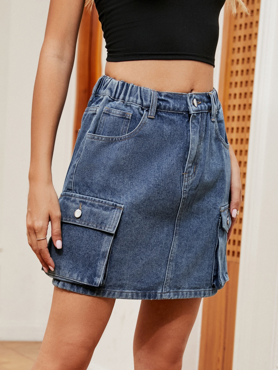 High Waist Denim Skirt - The Boutie Shop