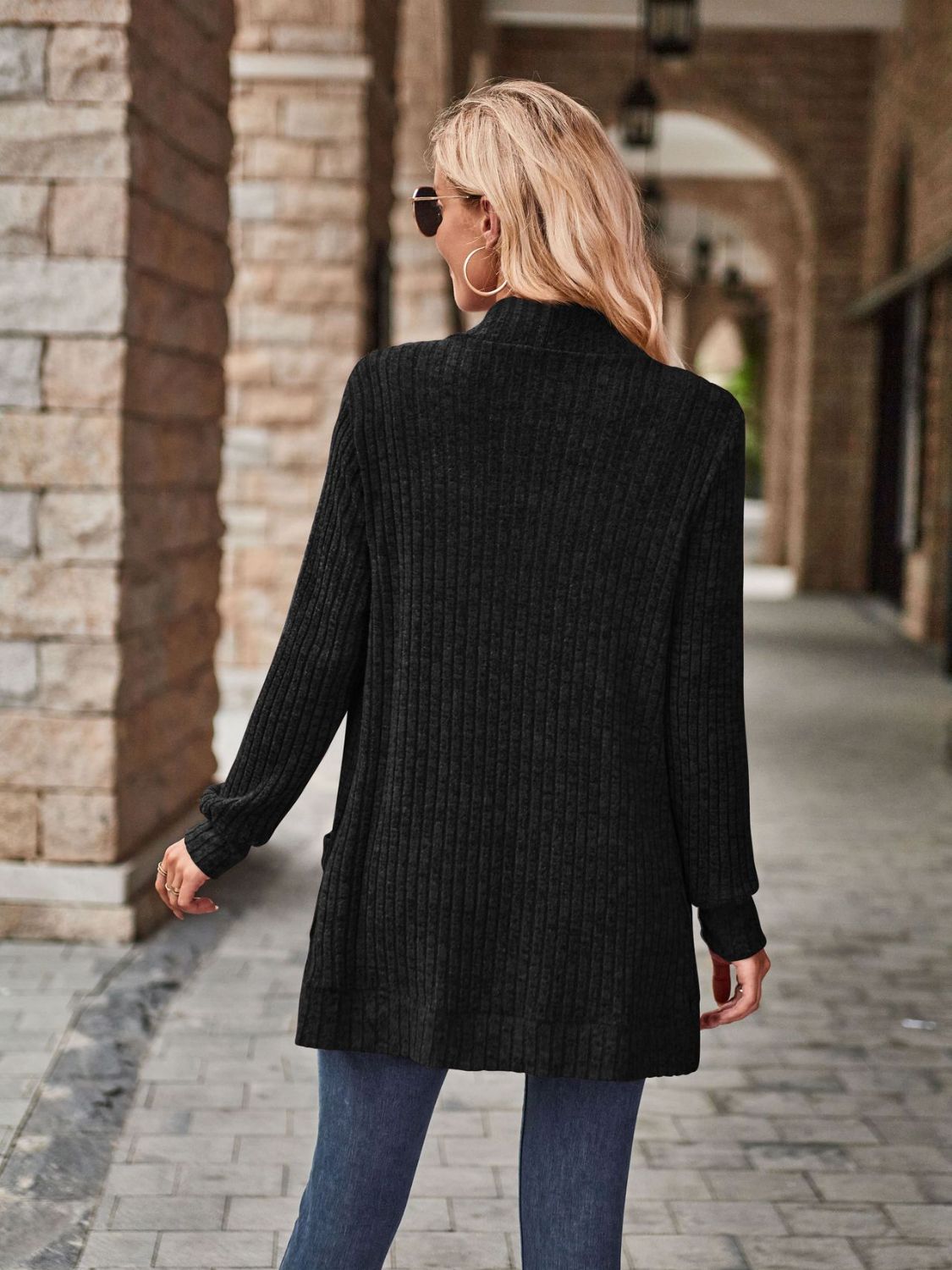 Open Front Cardigan with Pockets - The Boutie Shop