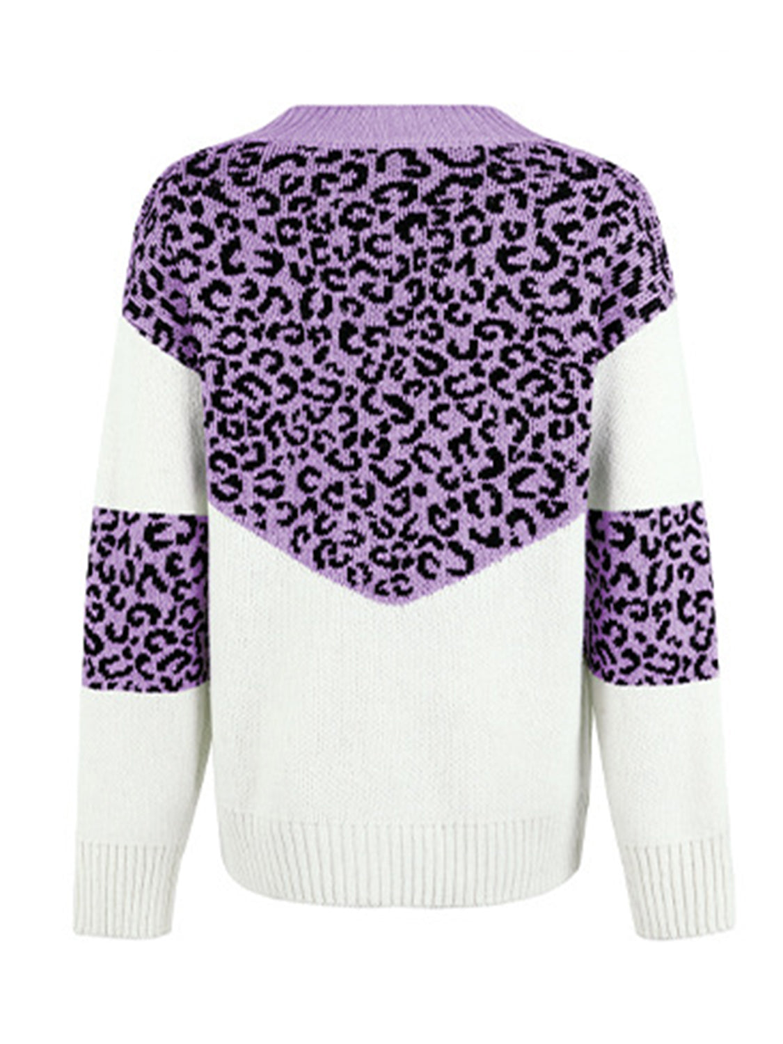 Leopard V-Neck Dropped Shoulder Sweater - The Boutie Shop