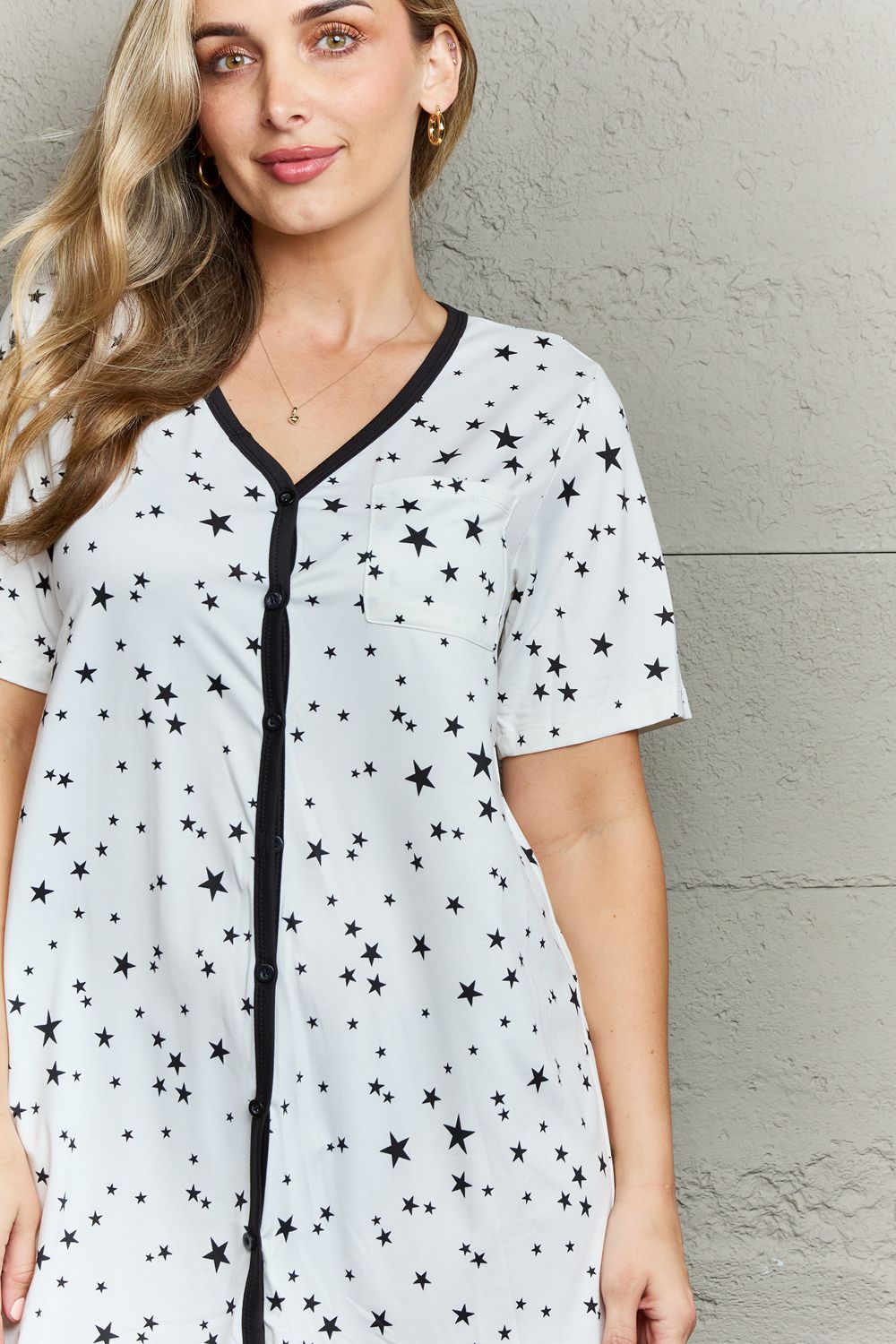 MOON NITE Quilted Quivers Button Down Sleepwear Dress - The Boutie Shop