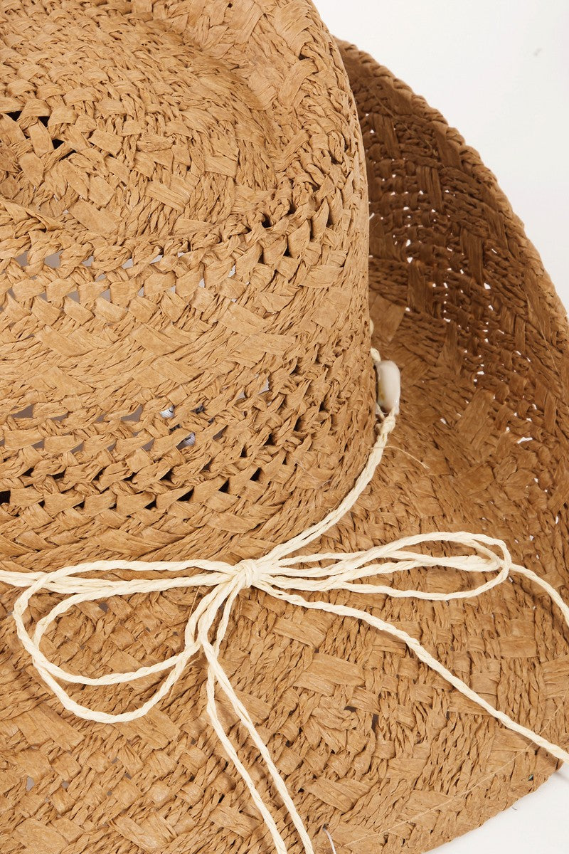 Fame Openwork Shell Weave Straw Hat - The Boutie Shop