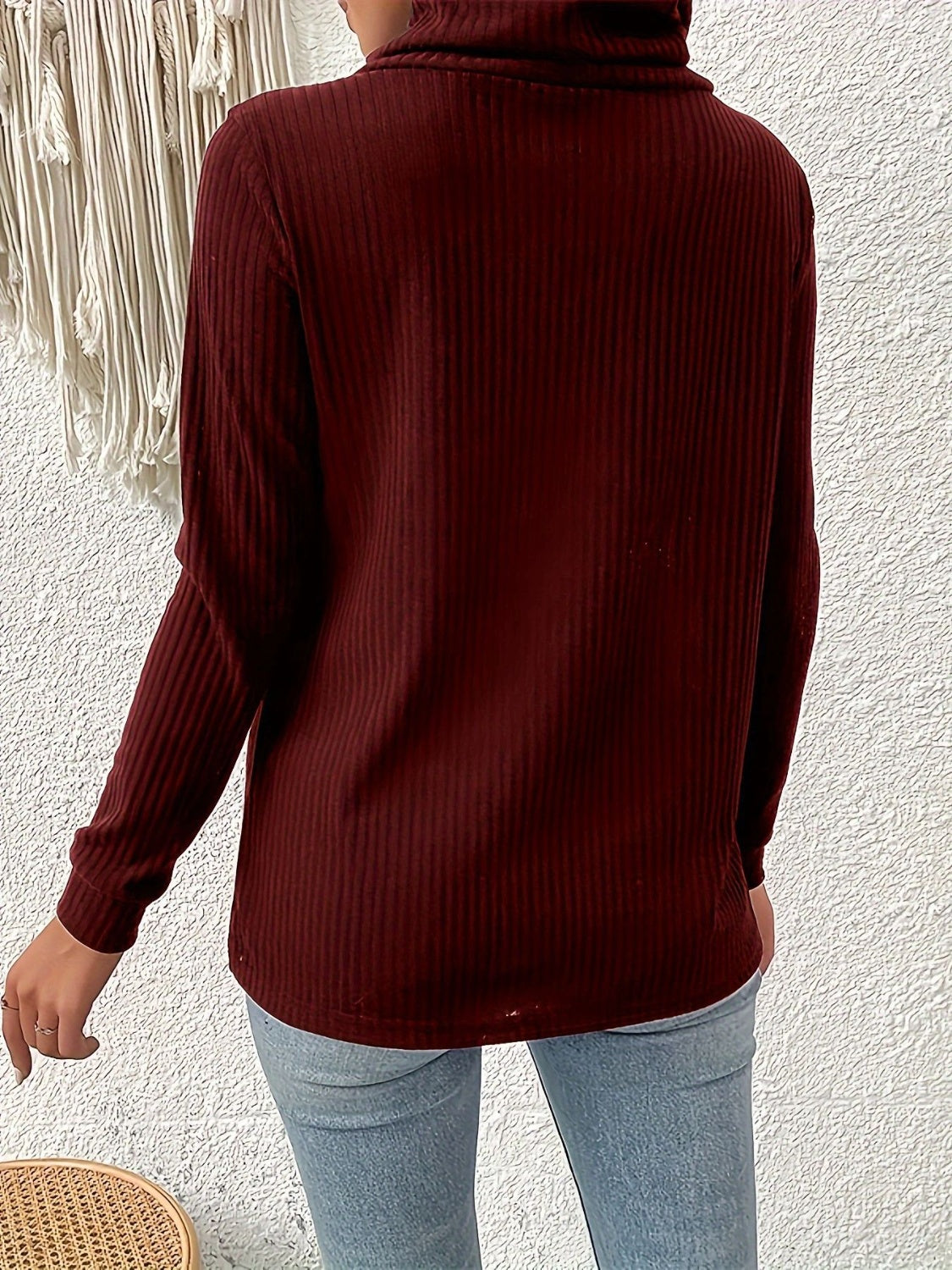 Decorative Button Turtleneck Long Sleeve T-Shirt - The Boutie Shop