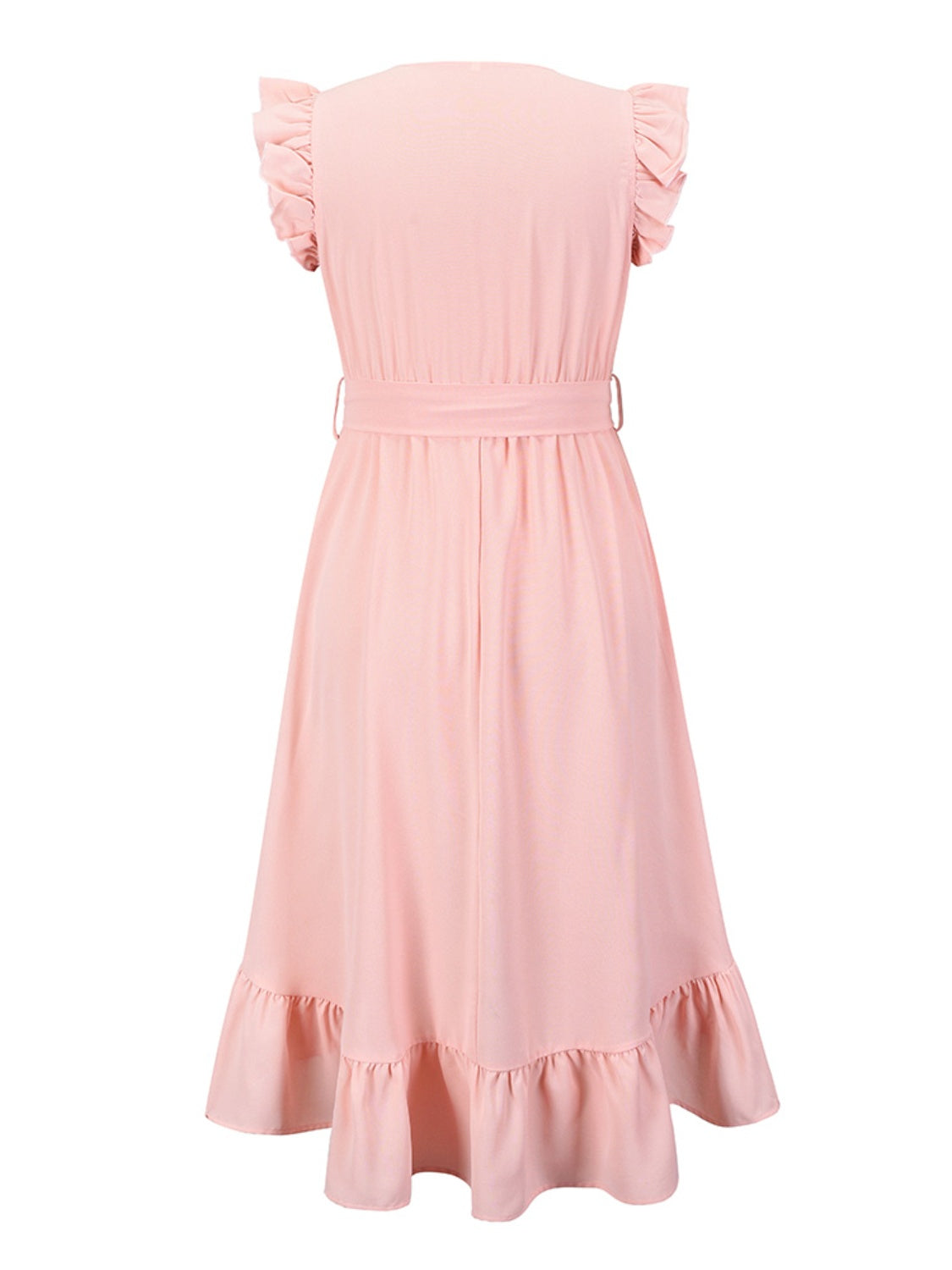 Tied Surplice Ruffle Hem Dress - The Boutie Shop