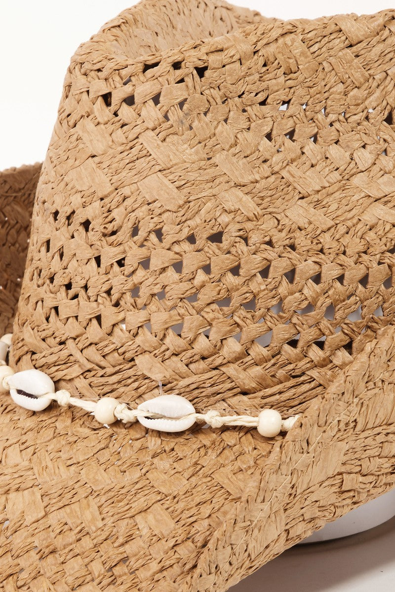 Fame Openwork Shell Weave Straw Hat - The Boutie Shop