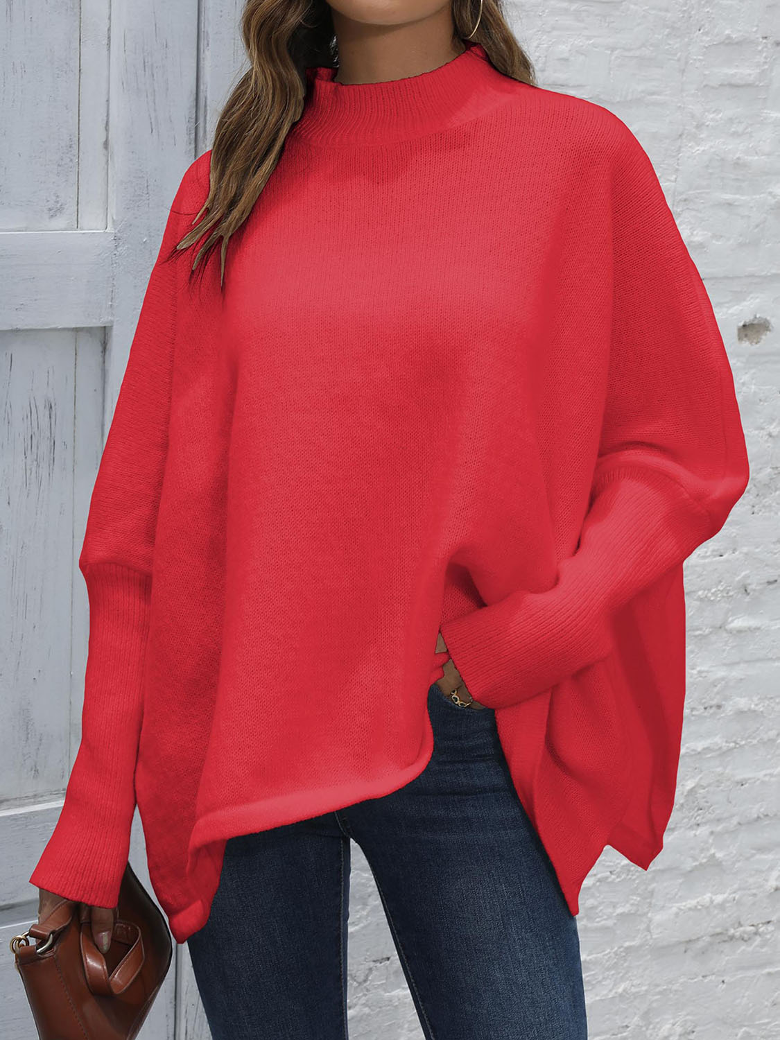 Loose Hem Plain Sweater - The Boutie Shop