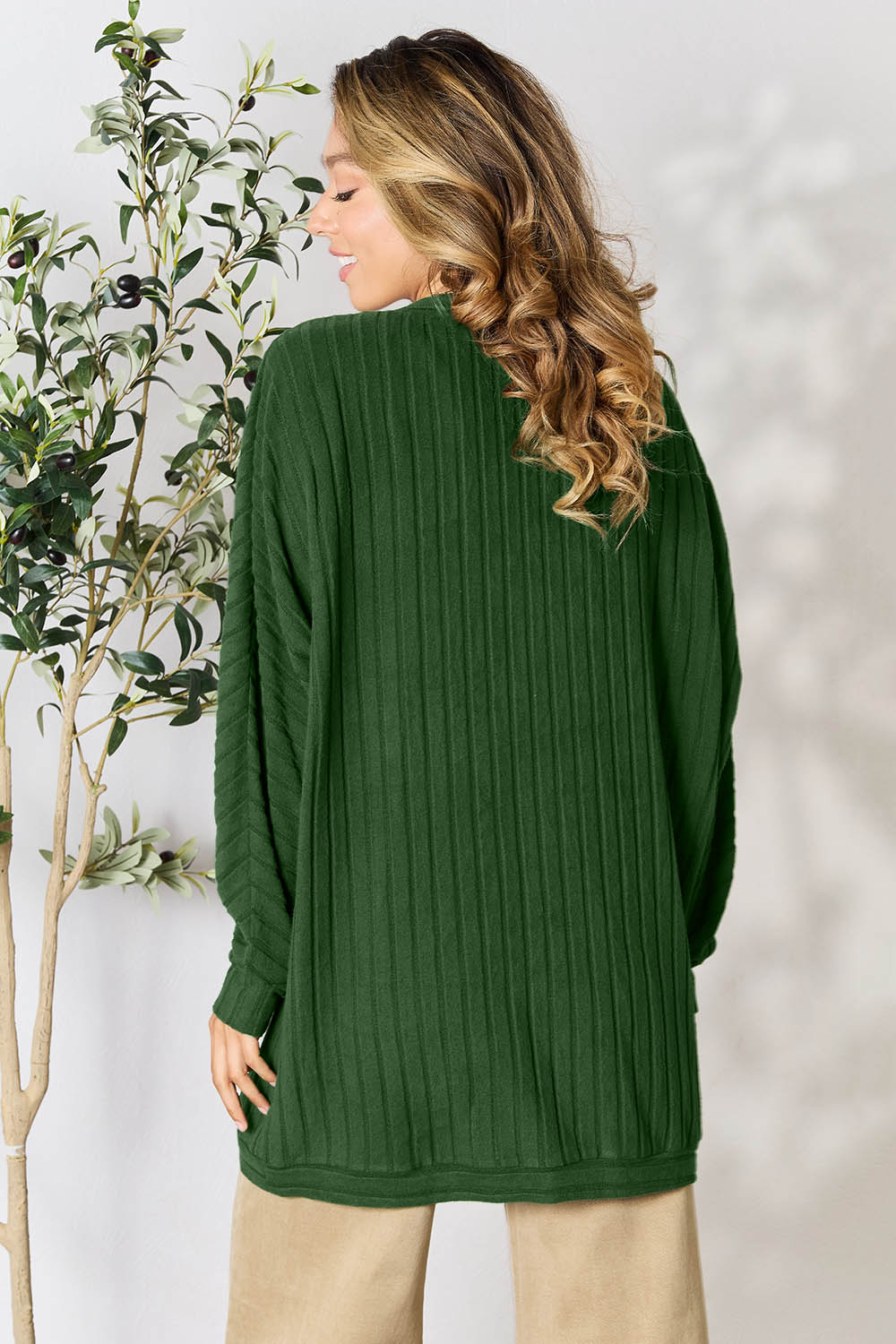 Basic Bae Full Size Ribbed Cocoon Cardigan - The Boutie Shop