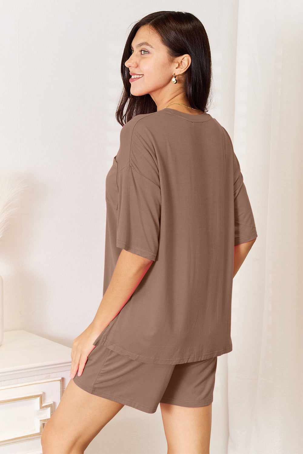 Basic Bae Full Size Soft Rayon Half Sleeve Top and Shorts Set - The Boutie Shop