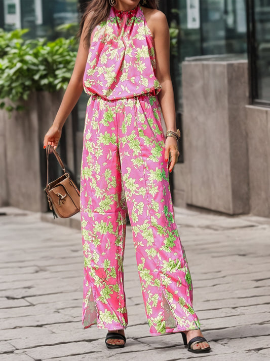 MeiMei Printed Mock Neck Sleeveless Jumpsuit - The Boutie Shop