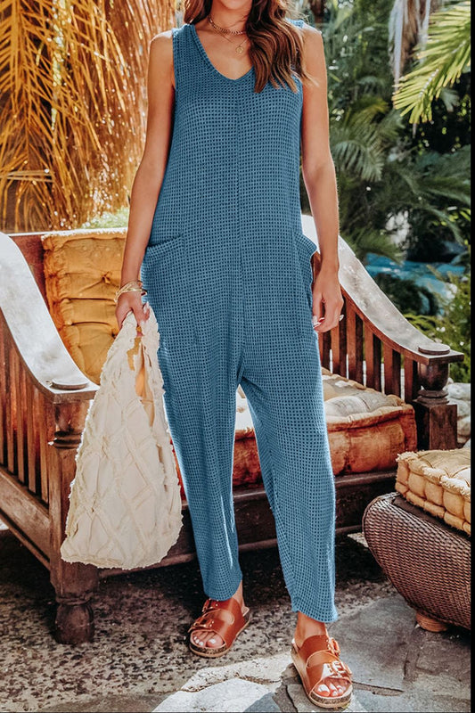 Double Take Full Size Sleeveless Straight Jumpsuit - The Boutie Shop