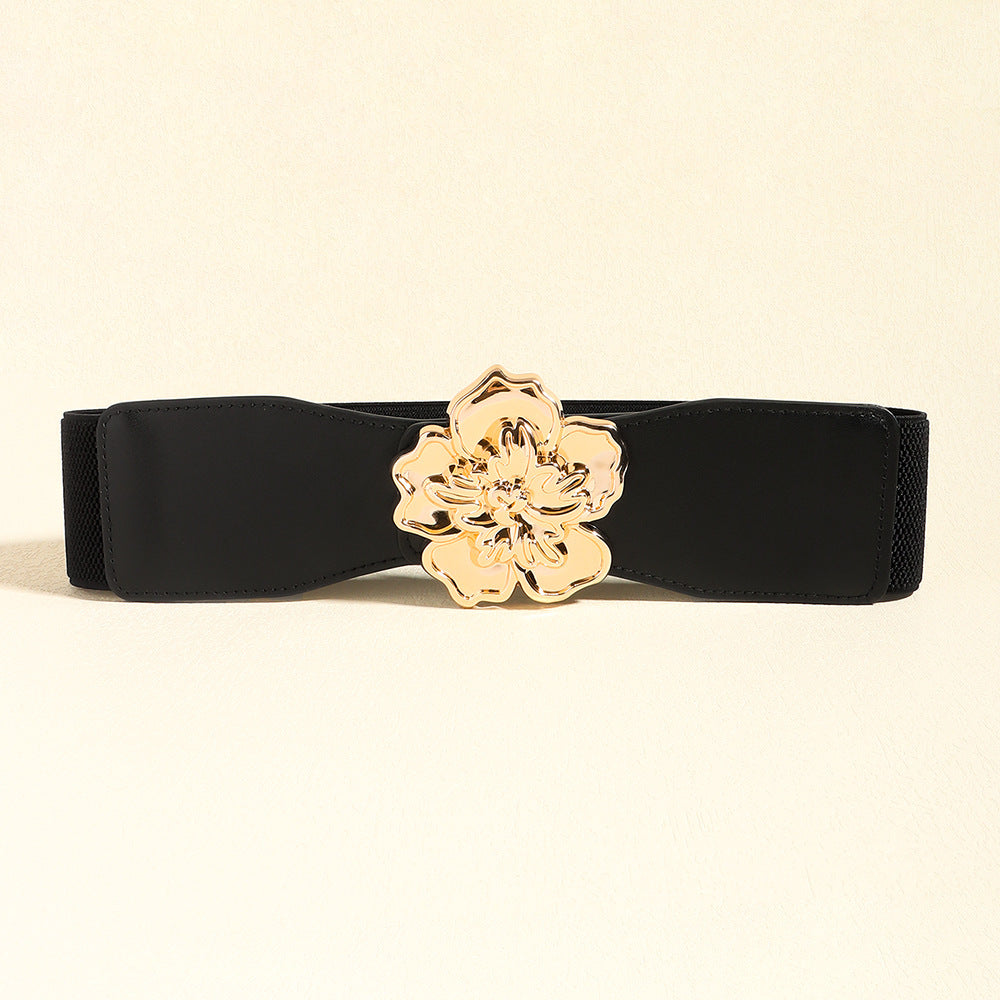 Flower Alloy Buckle Elastic Belt - The Boutie Shop