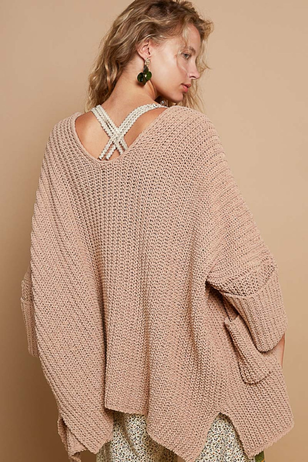 POL Open Front Sweater Cardigan with Pockets - The Boutie Shop