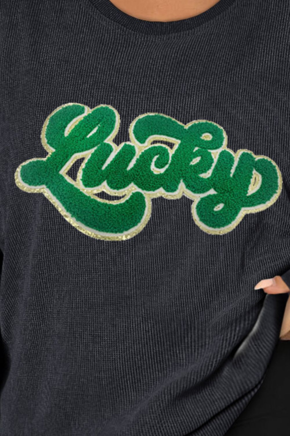 Plus Size LUCKY Round Neck Sweatshirt - The Boutie Shop