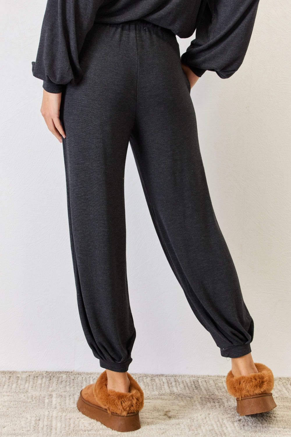 RISEN Ultra Soft High Waist Drawstring Lounge Joggers - The Boutie Shop