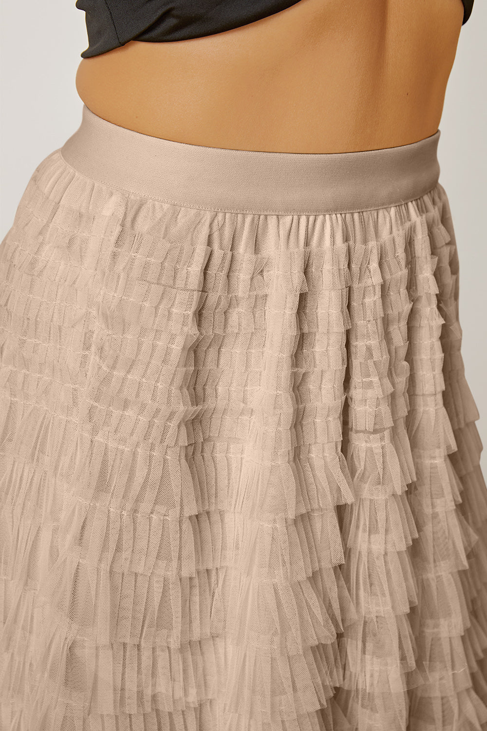 Ruched High Waist Tiered Skirt - The Boutie Shop