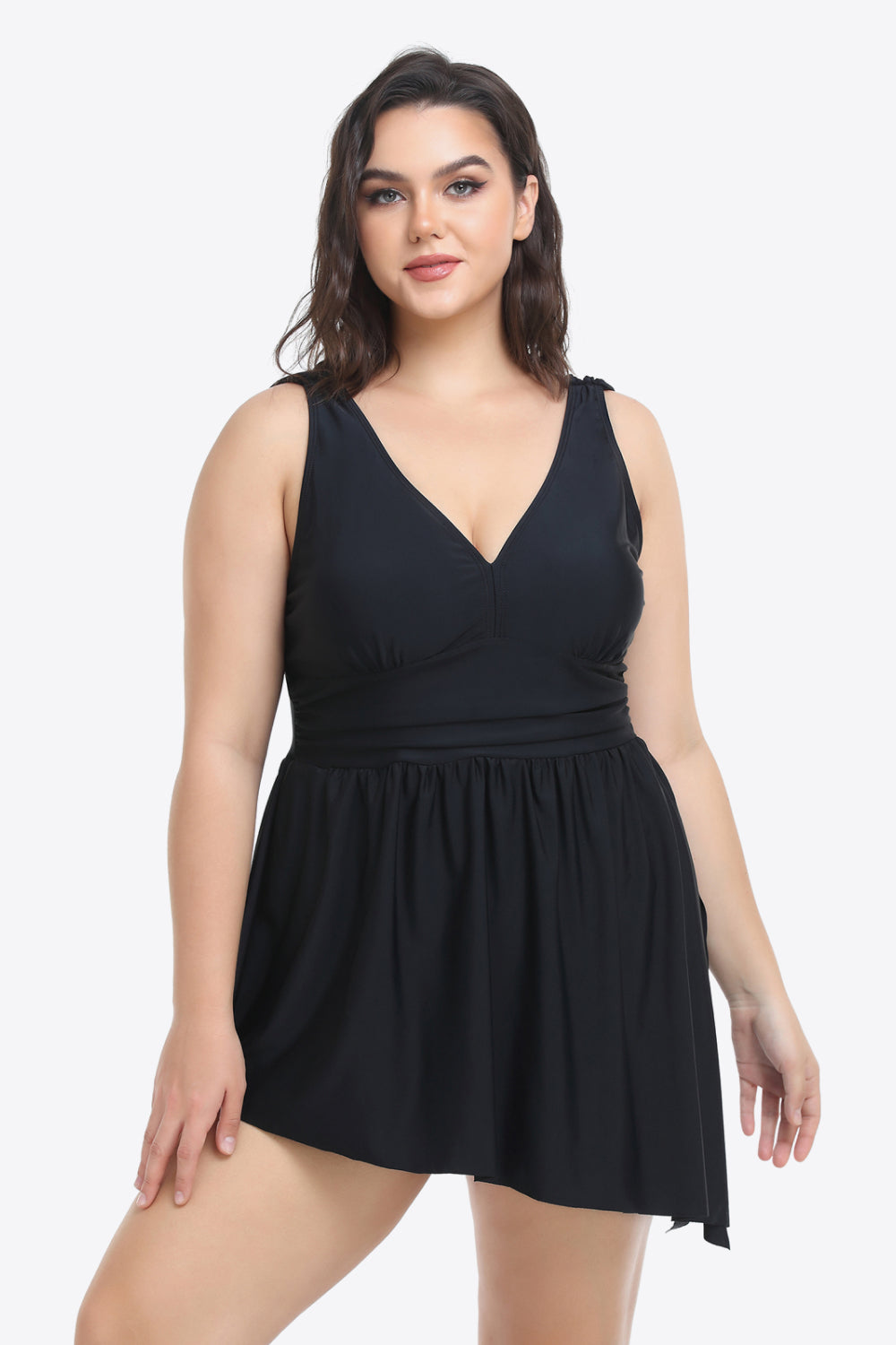 Plus Size Plunge Sleeveless Two-Piece Swimsuit - The Boutie Shop