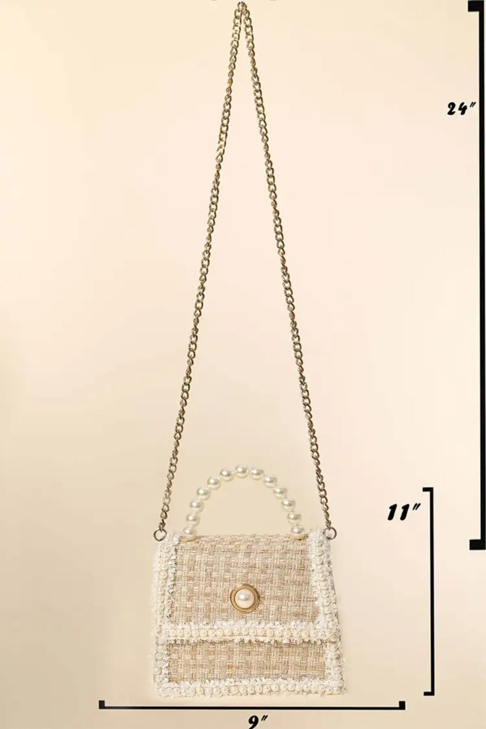 Fame Pearly Trim Woven Handbag - The Boutie Shop