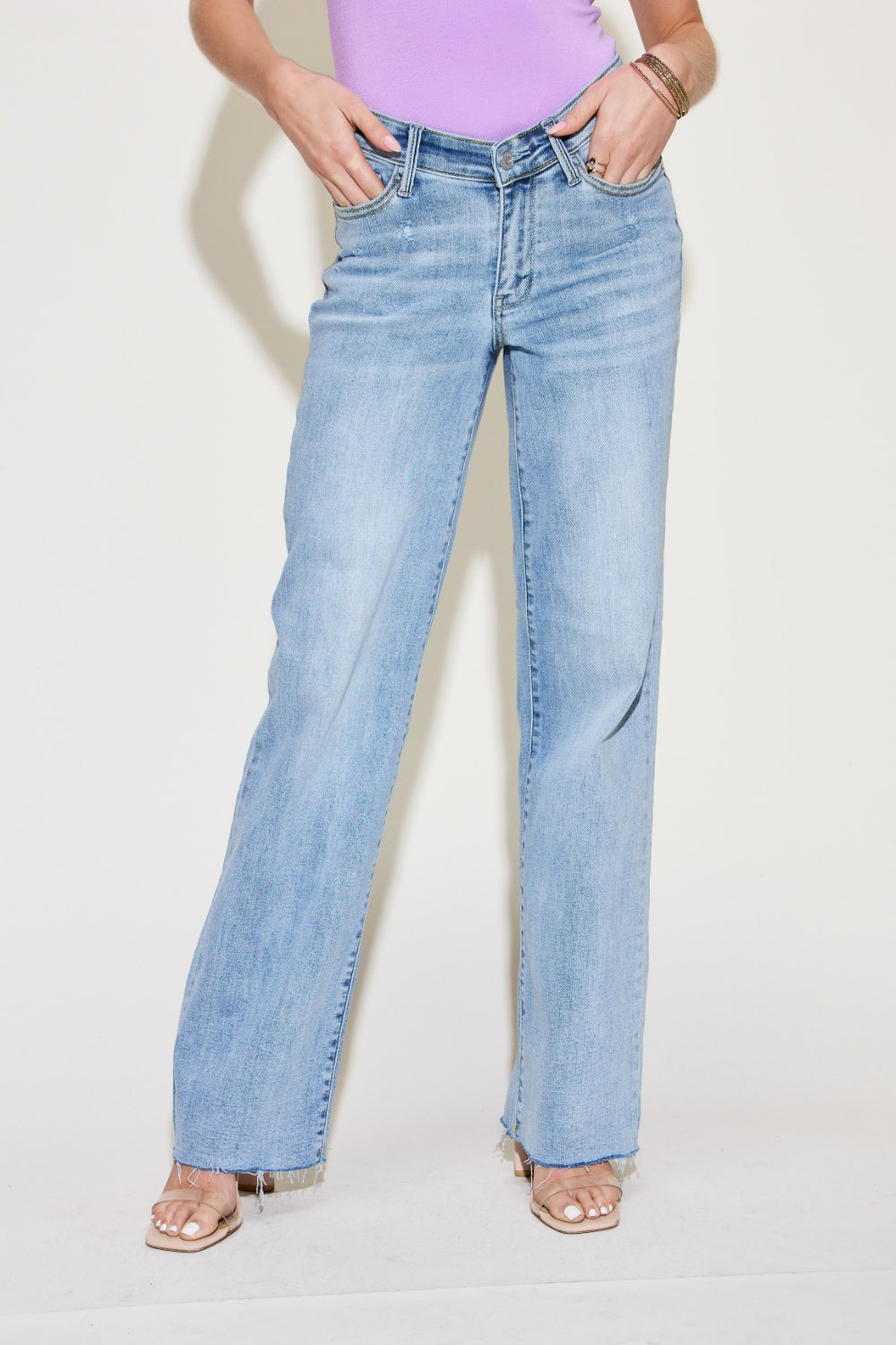 Judy Blue Full Size V Front Waistband Straight Jeans - The Boutie Shop