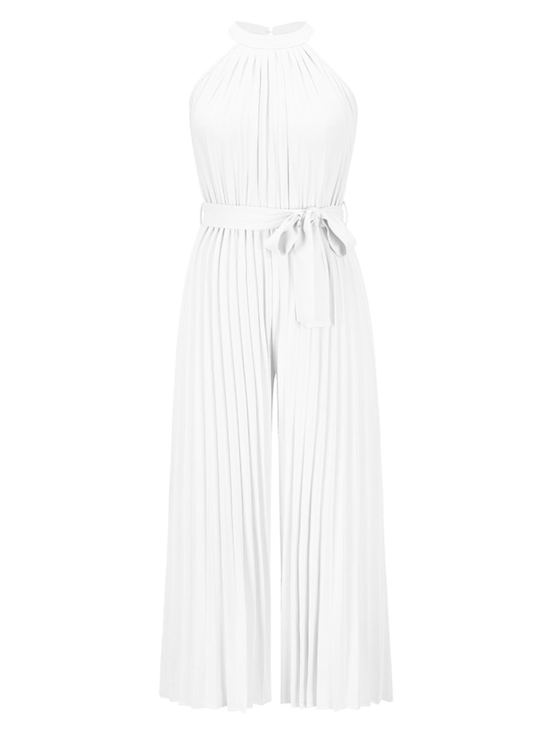 Cutout Tied Pleated Sleeveless Jumpsuit - The Boutie Shop