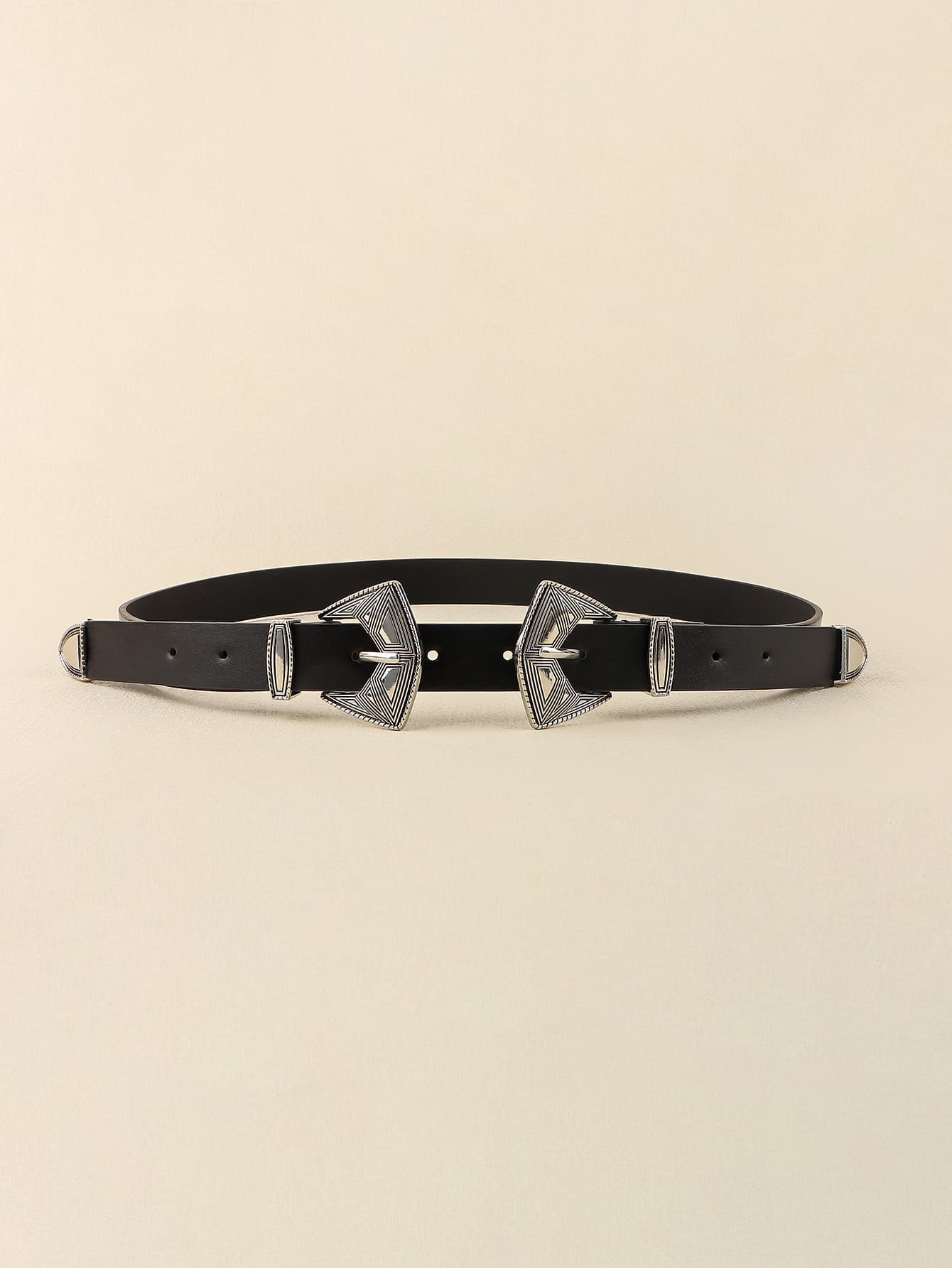 Double Buckle PU Leather Belt - The Boutie Shop