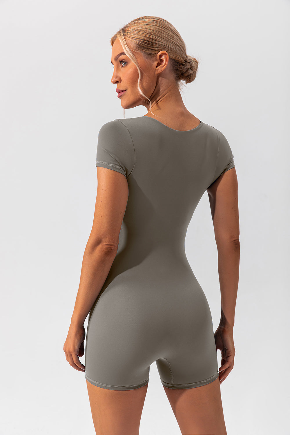 Square Neck Cap Sleeve Active Romper - The Boutie Shop