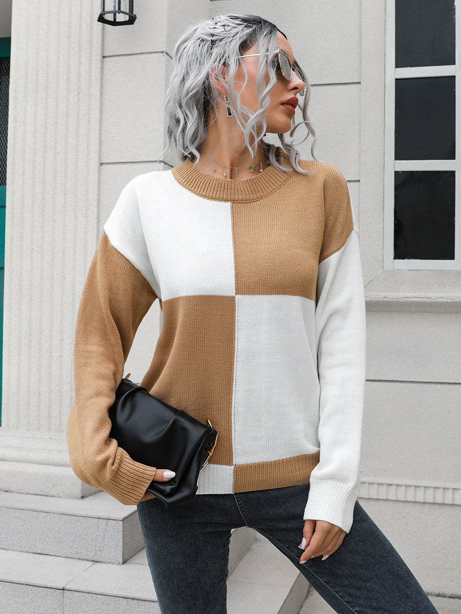 Contrast Drop Shoulder Sweater - The Boutie Shop