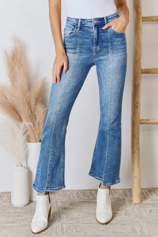 RISEN Full Size High Rise Ankle Flare Jeans - The Boutie Shop