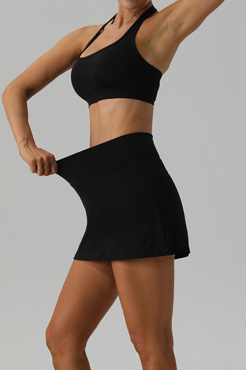 Halter Neck Tank and Slit Skirt Active Set - The Boutie Shop