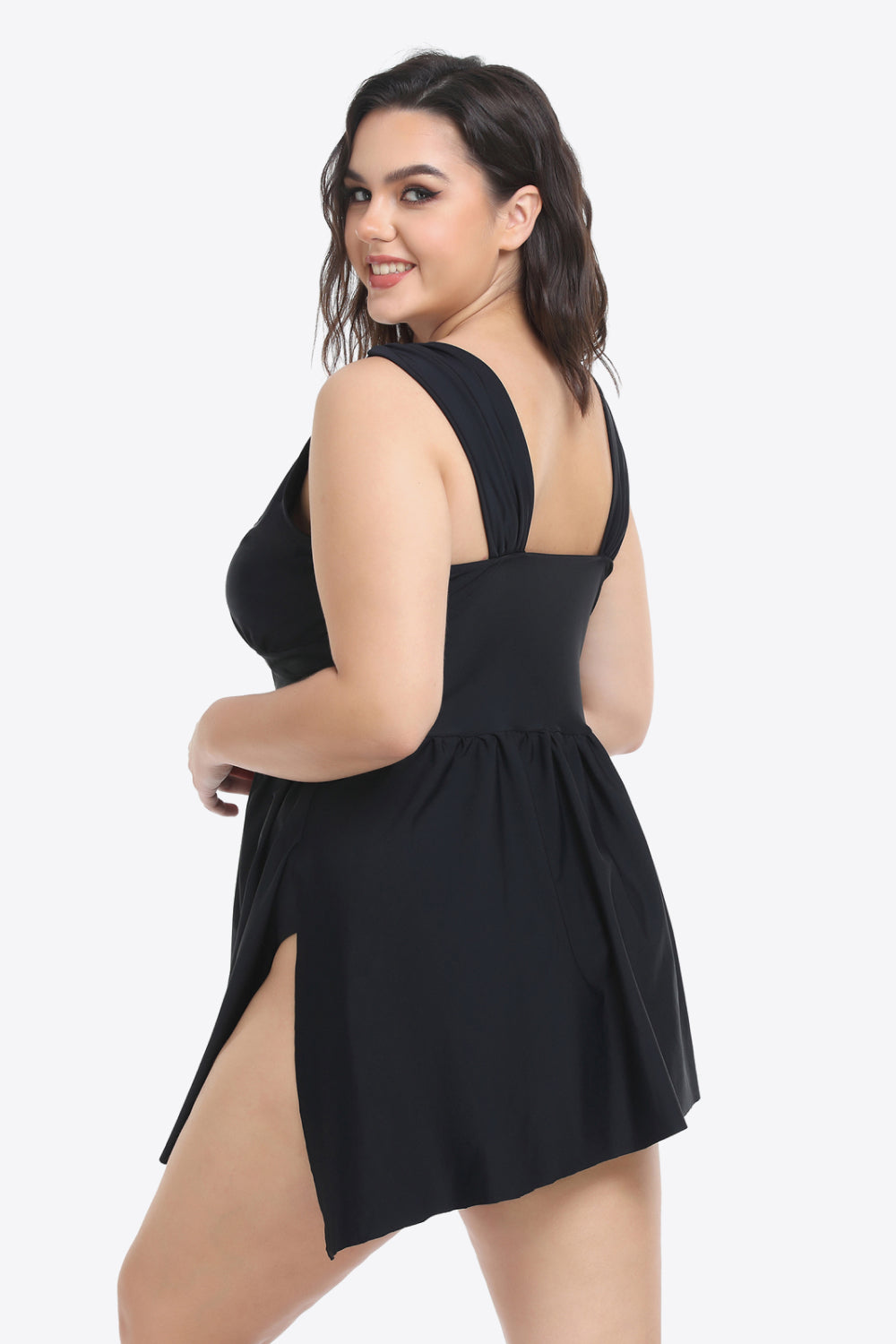 Plus Size Plunge Sleeveless Two-Piece Swimsuit - The Boutie Shop