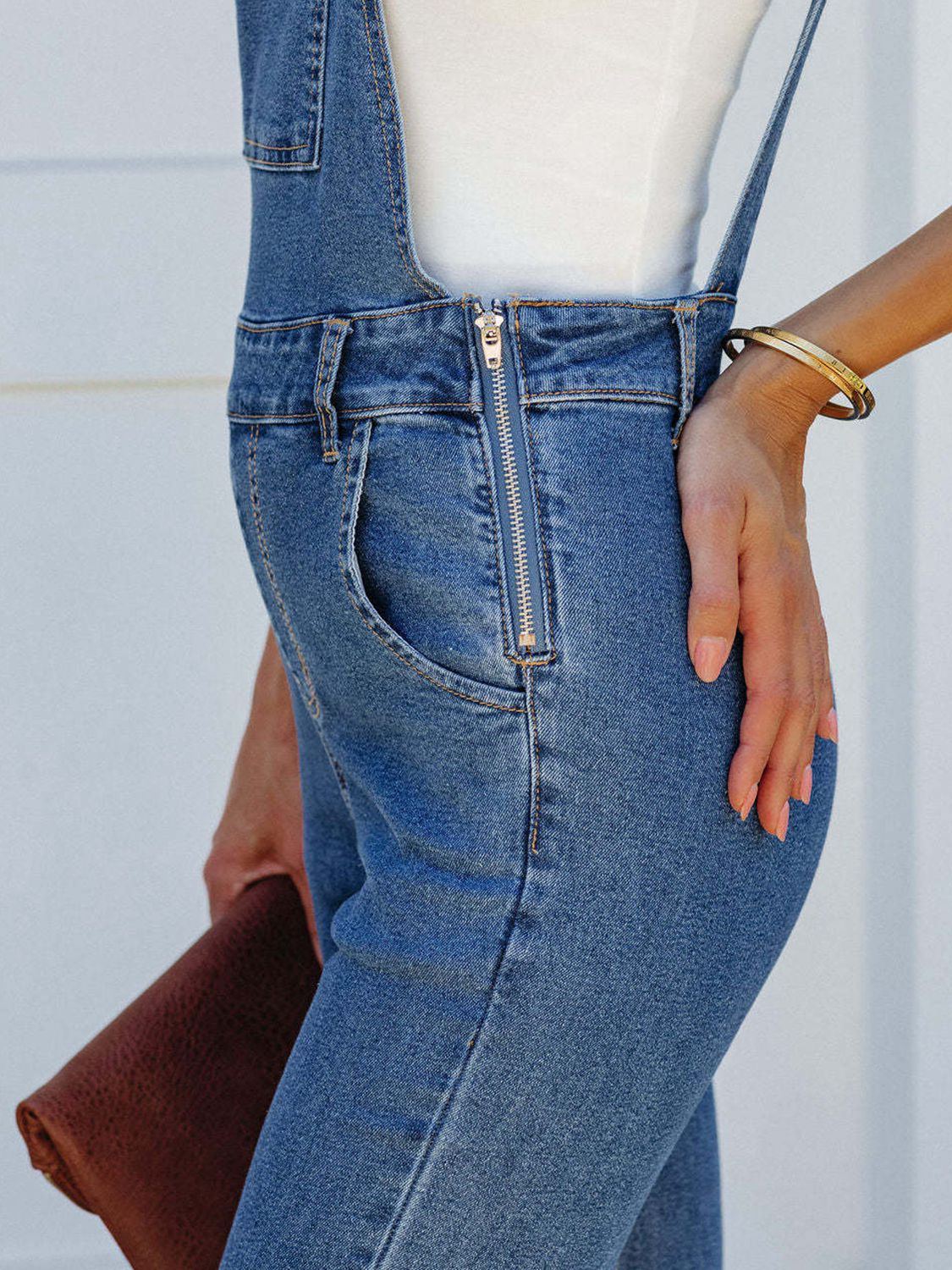 Raw Hem Denim Overall - The Boutie Shop