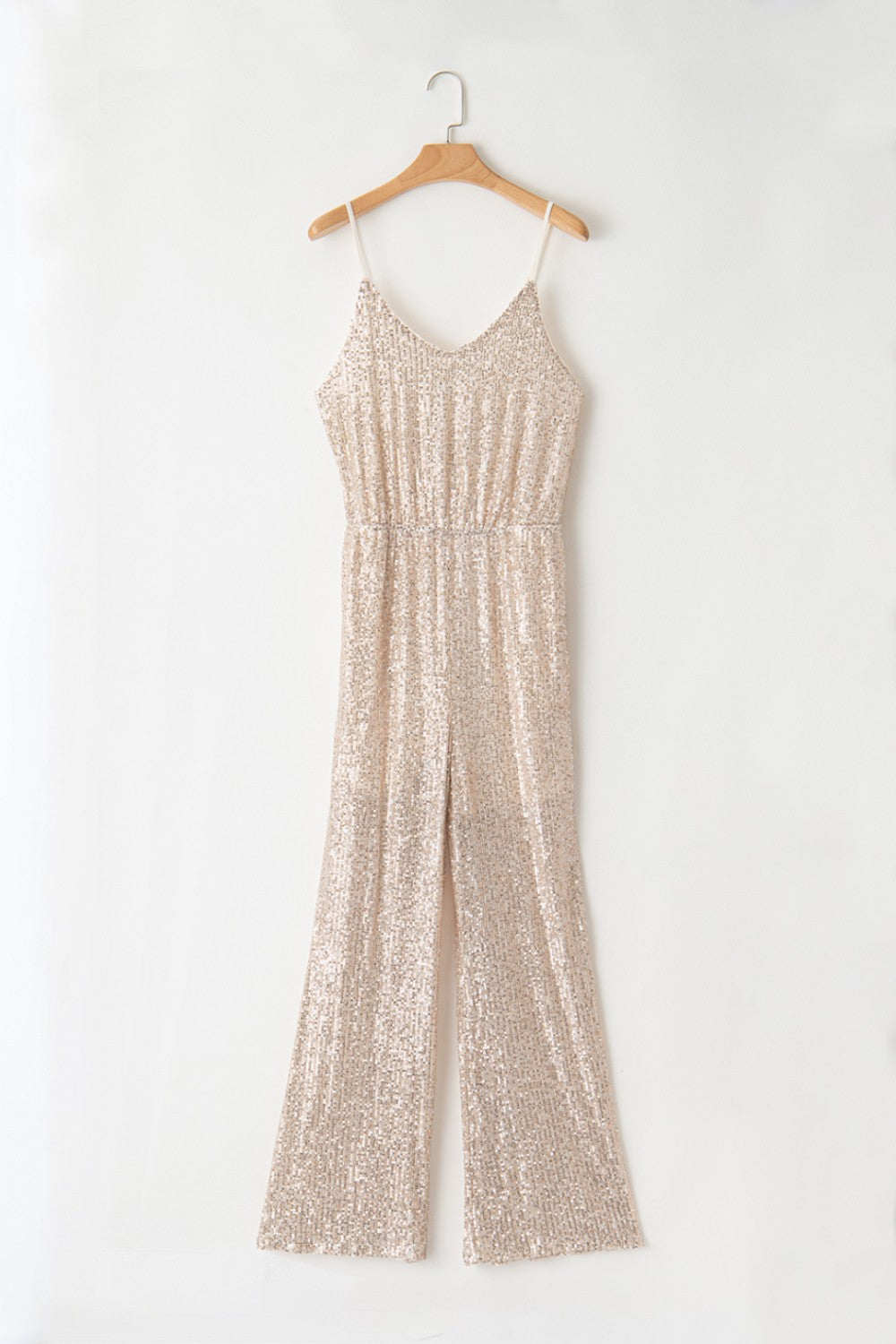 Sequin Spaghetti Strap Wide Leg Jumpsuit - The Boutie Shop