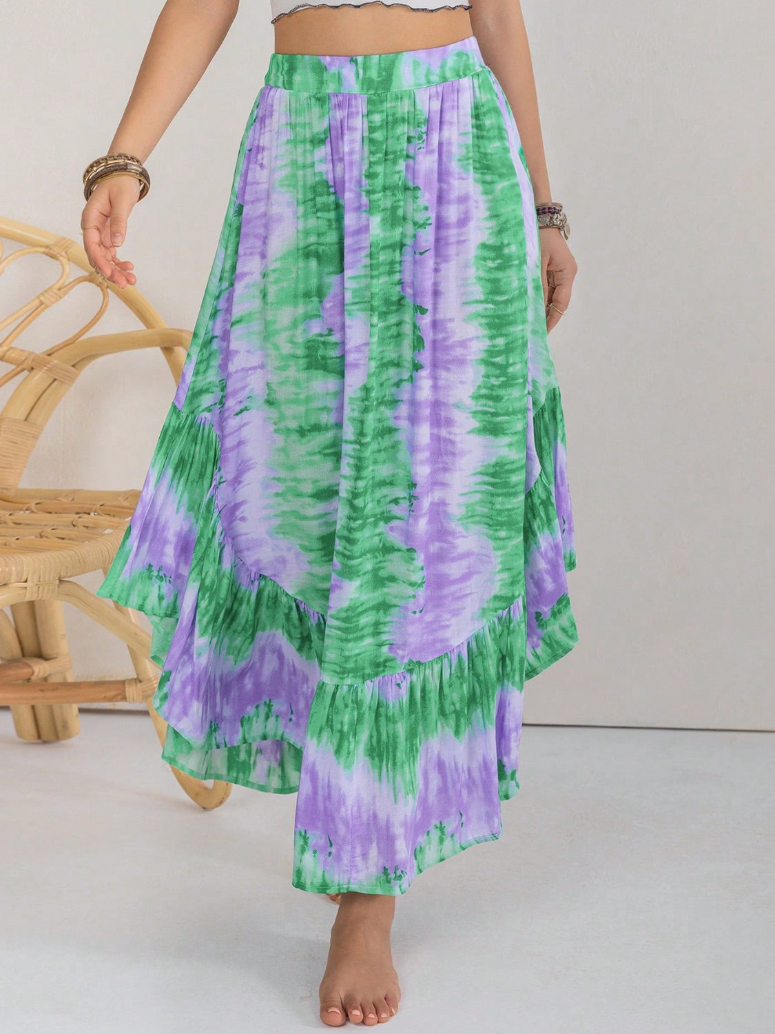 Tie-Dye Ruffle Hem Skirt - The Boutie Shop