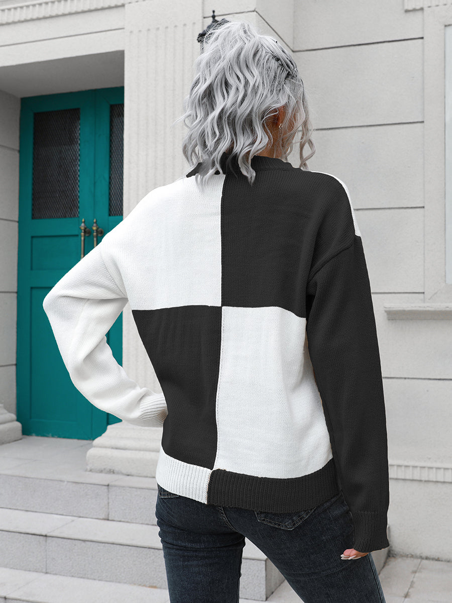 Contrast Drop Shoulder Sweater - The Boutie Shop