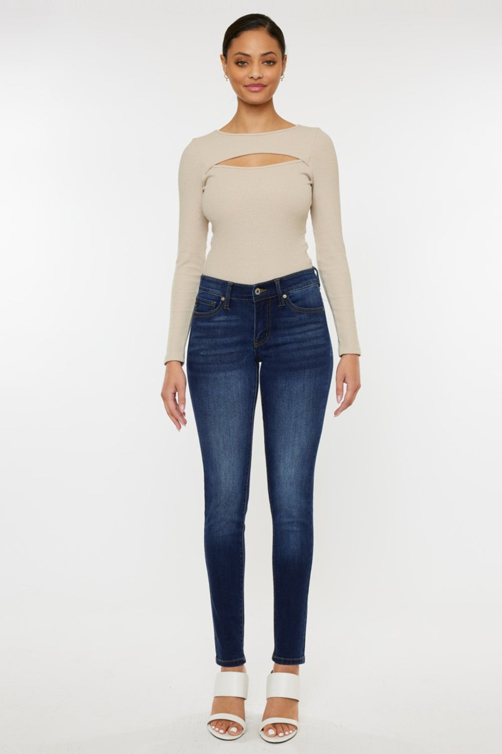 Kancan Mid Rise Gradient Skinny Jeans - The Boutie Shop