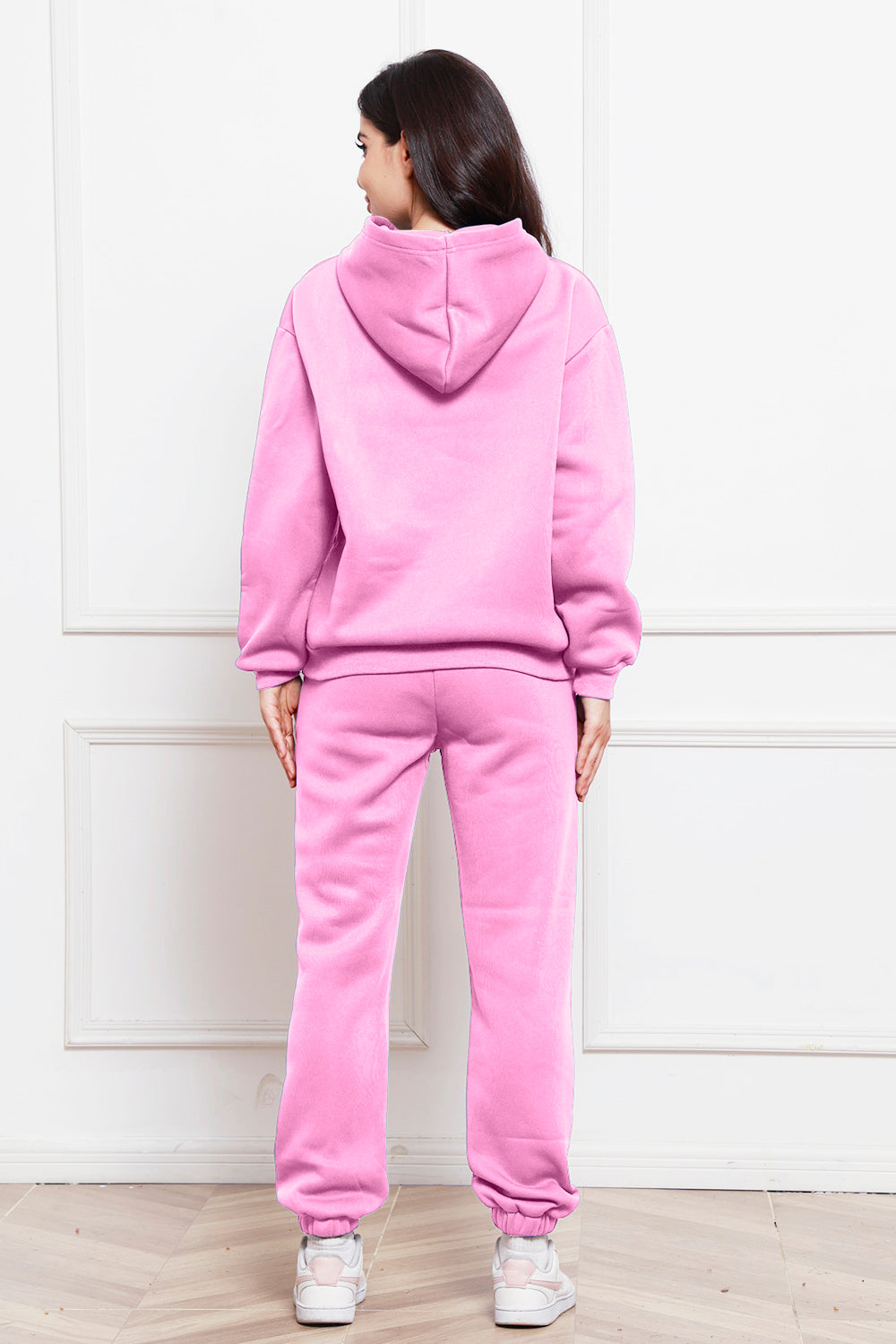 Drop Shoulder Long Sleeve Hoodie and Pants Set - The Boutie Shop