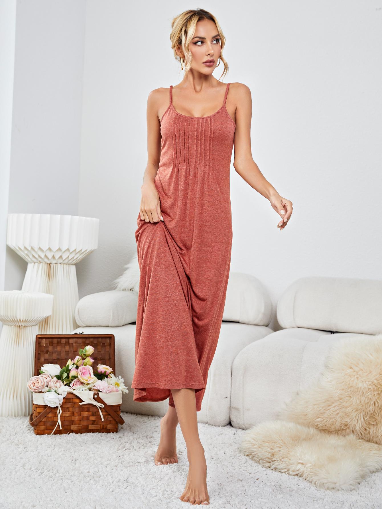 Scoop Neck Spaghetti Strap Night Dress - The Boutie Shop