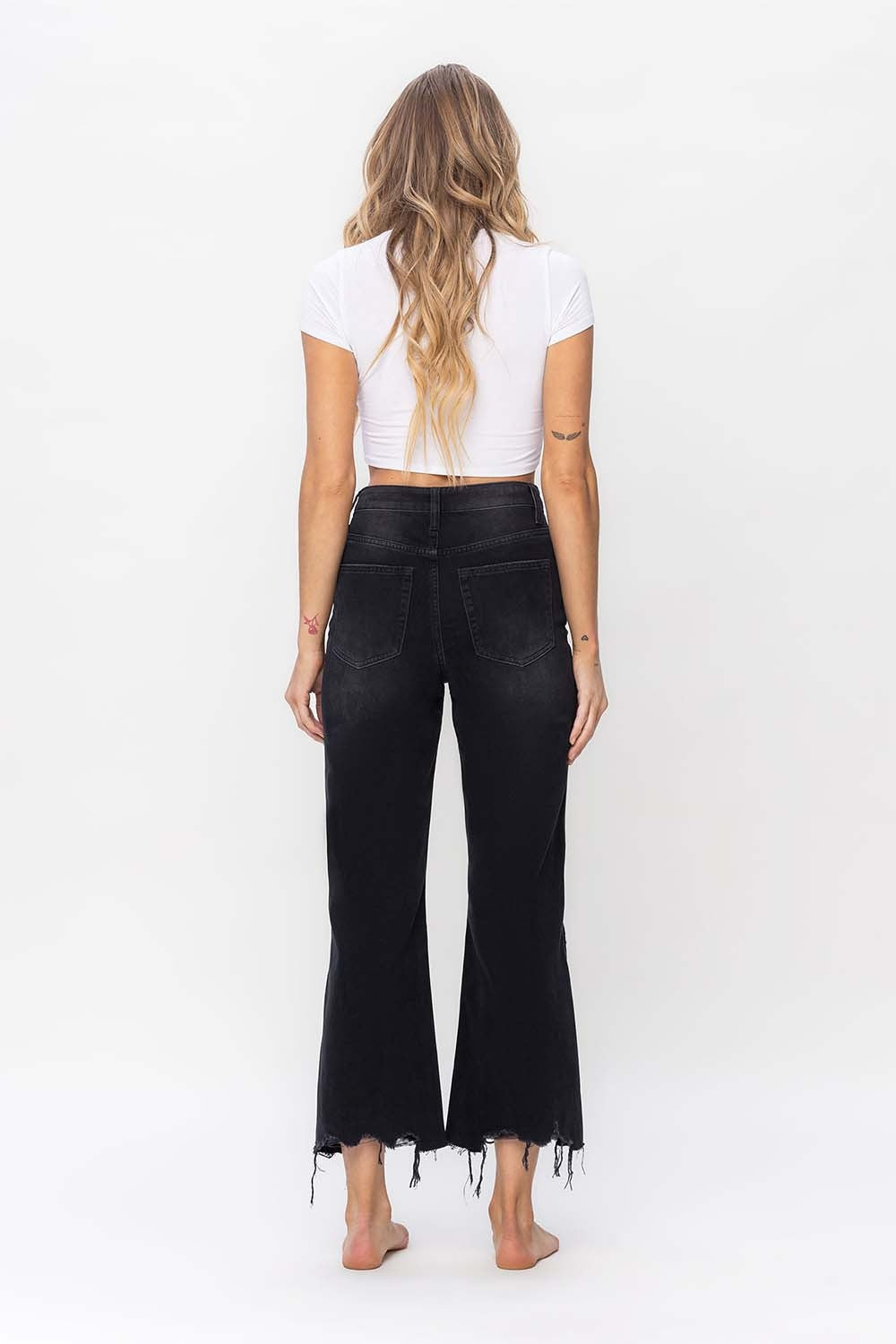 Vervet by Flying Monkey Vintage Ultra High Waist Distressed Crop Flare Jeans - The Boutie Shop