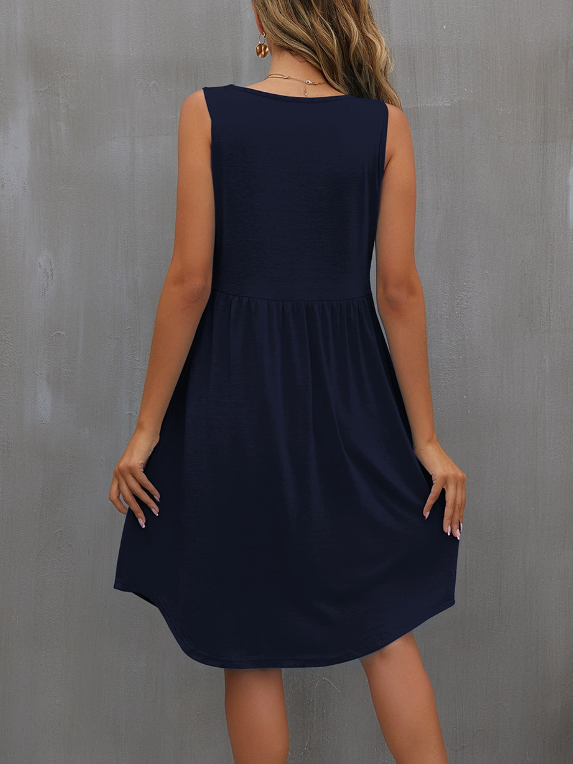 FAM-FAM Round Neck Wide Strap Dress - The Boutie Shop